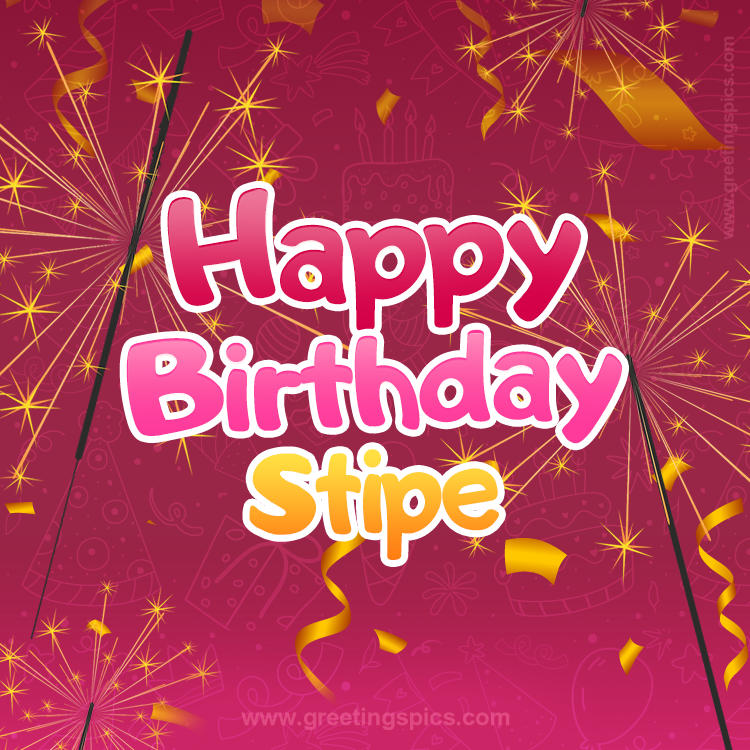 Happy Birthday Stipe Image with sparklers (square shape image)