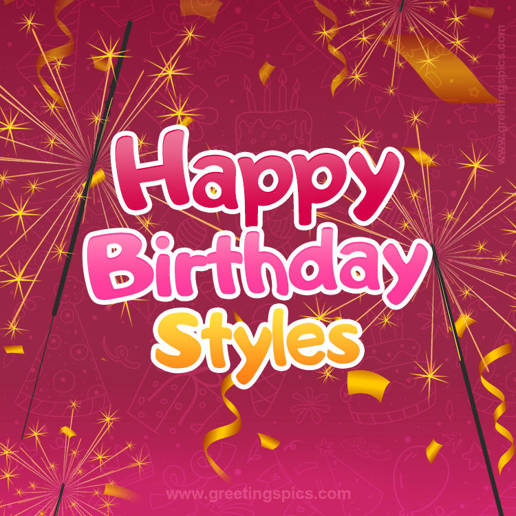 Happy Birthday Styles Image with sparklers (square shape image)