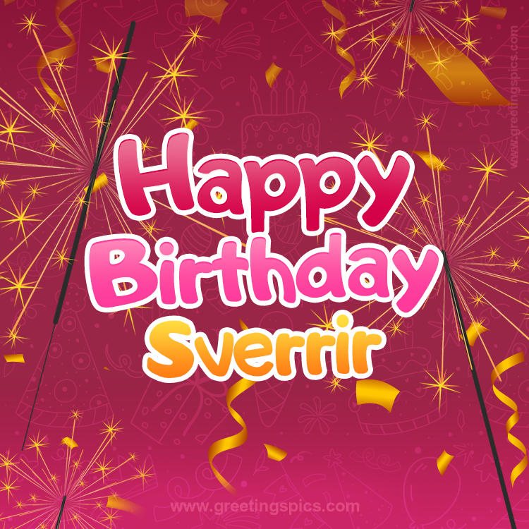 Happy Birthday Sverrir Image with sparklers (square shape image)