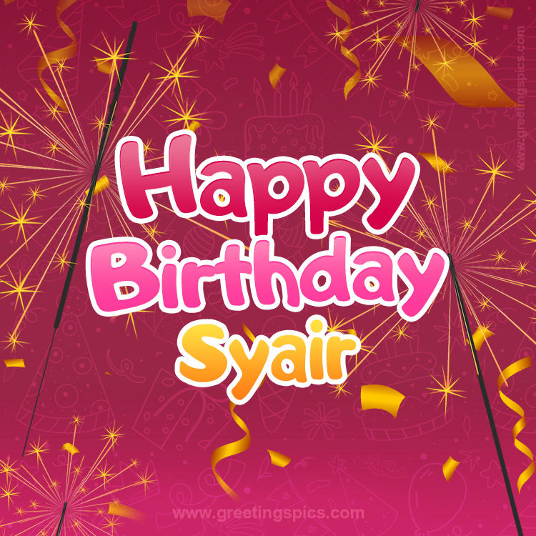 Happy Birthday Syair Image with sparklers (square shape image)