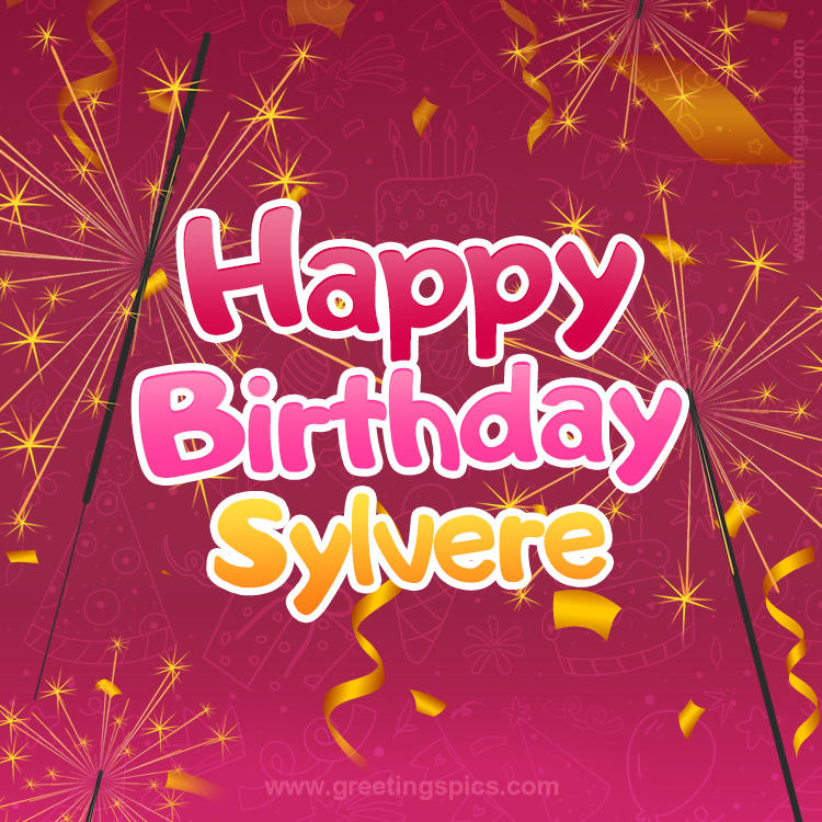 Happy Birthday Sylvere Image with sparklers (square shape image)