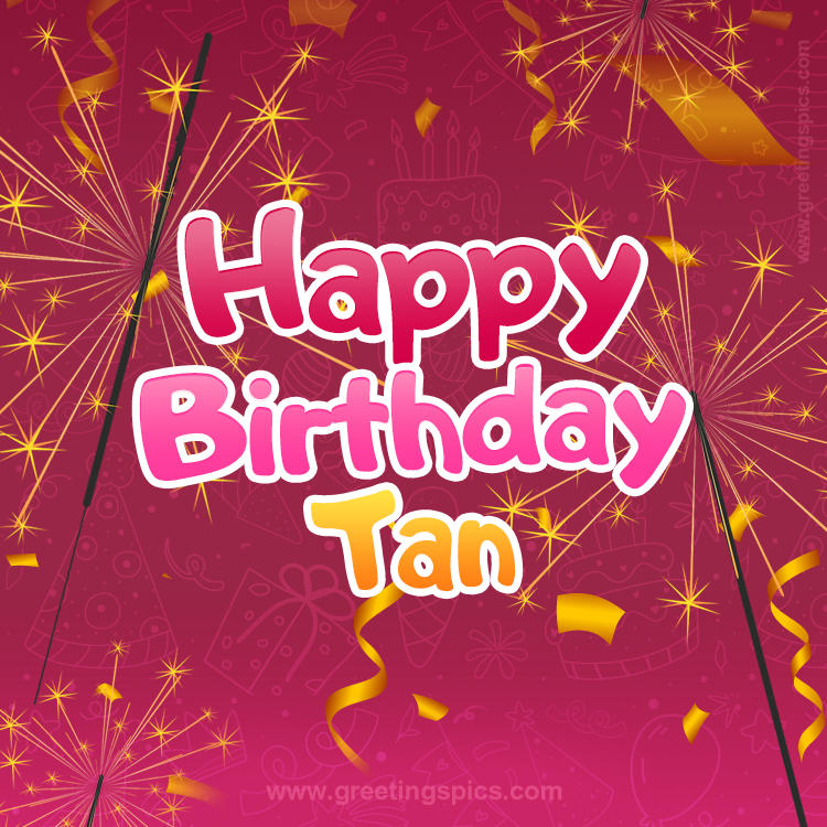 Happy Birthday Tan Image with sparklers (square shape image)