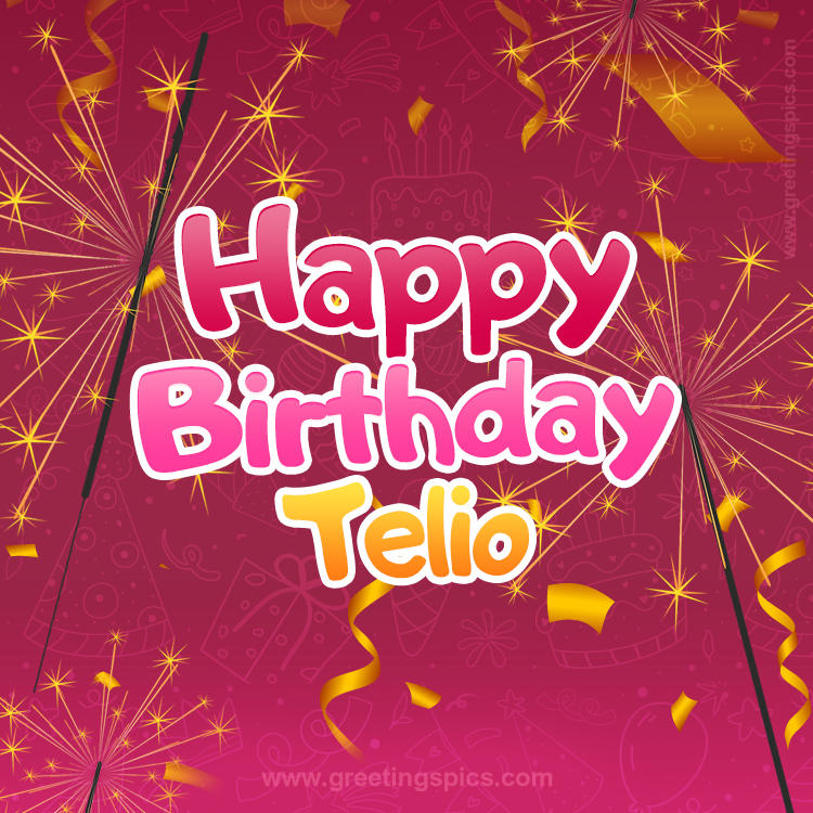 Happy Birthday Telio Image with sparklers (square shape image)