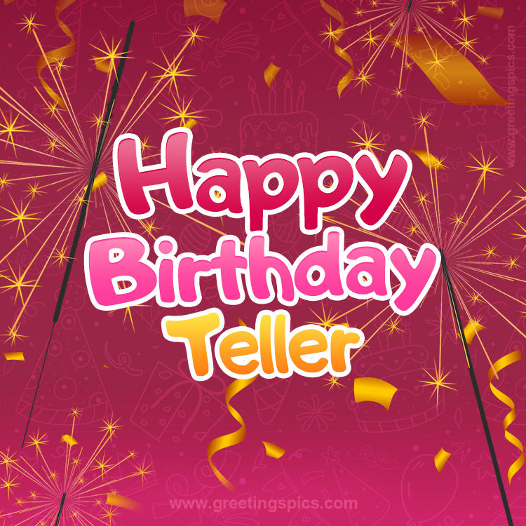 Happy Birthday Teller Image with sparklers (square shape image)