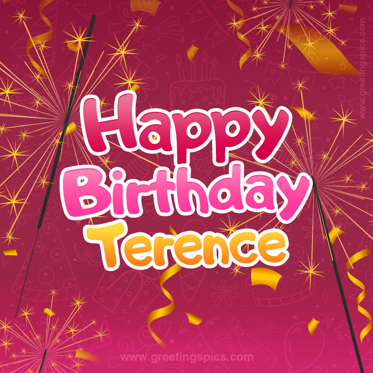 Happy Birthday Terence Image with sparklers (square shape image)