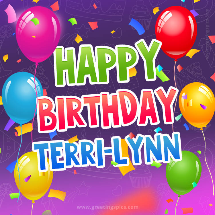 Happy Birthday Terri-Lynn Festive Greeting Card (square shape image)