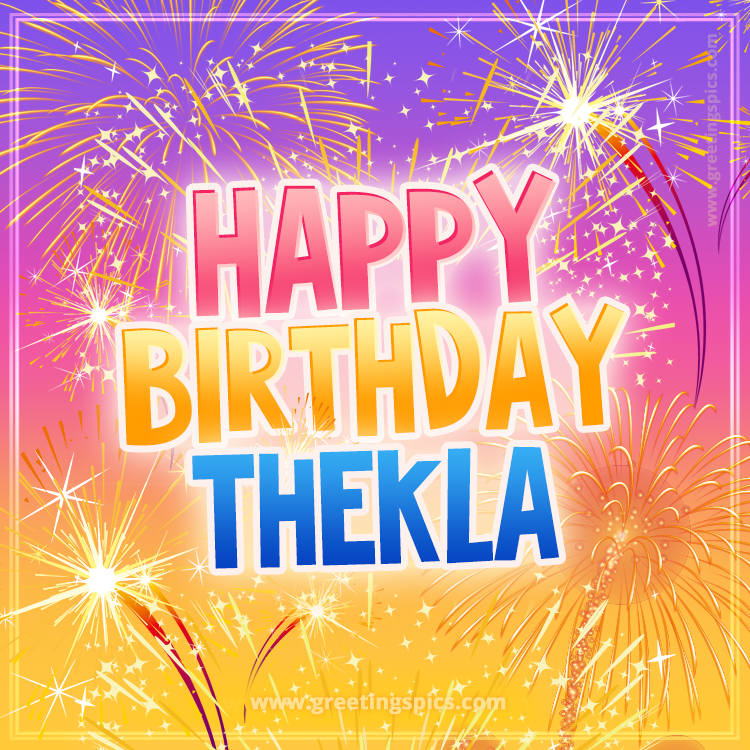 Happy Birthday Thekla Picture with fireworks (square shape image)