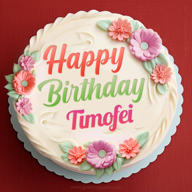 Happy Birthday Timofei Cake Image With Name (square shape image)