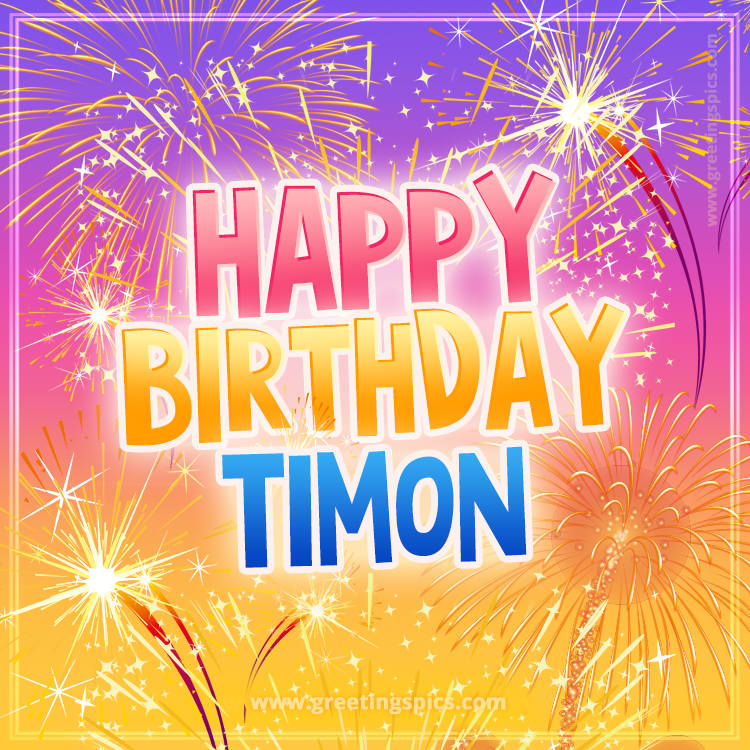 Happy Birthday Timon Picture with fireworks (square shape image)