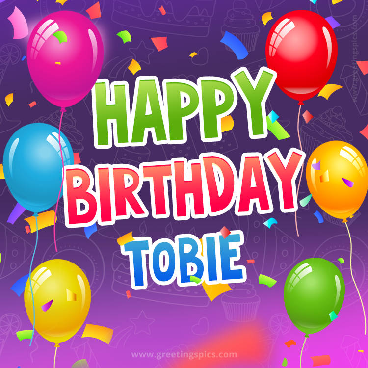 Happy Birthday Tobie Festive Greeting Card (square shape image)