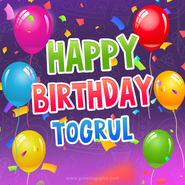 Happy Birthday Togrul Festive Greeting Card (square shape image)