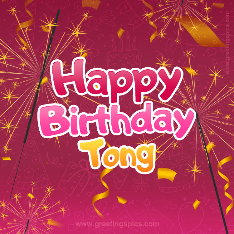 Happy Birthday Tong Image with sparklers (square shape image)