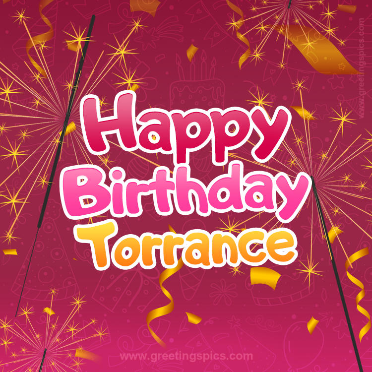 Happy Birthday Torrance Image with sparklers (square shape image)