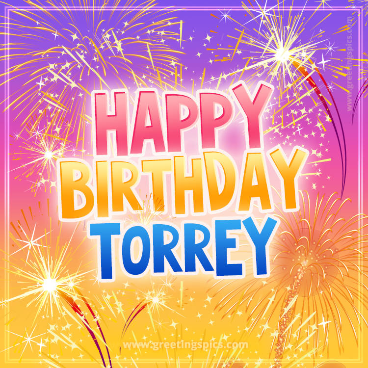 Happy Birthday Torrey Picture with fireworks (square shape image)