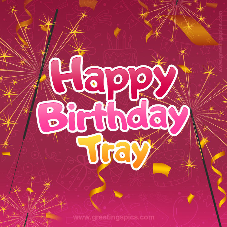 Happy Birthday Tray Image with sparklers (square shape image)