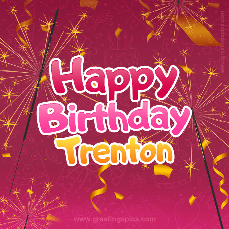 Happy Birthday Trenton Image with sparklers (square shape image)