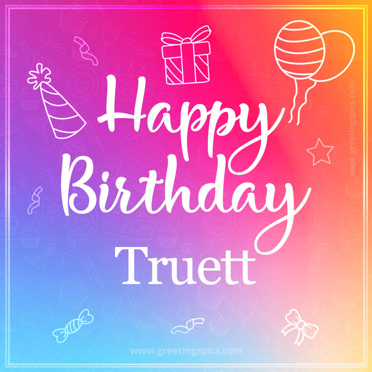 Colorful Happy Birthday Card For Truett (square shape image)