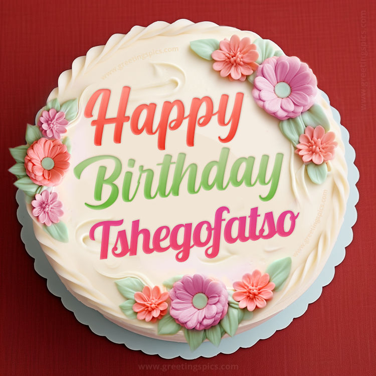 Happy Birthday Tshegofatso Cake Image With Name (square shape image)