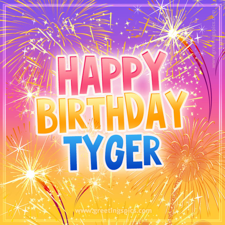 Happy Birthday Tyger Picture with fireworks (square shape image)