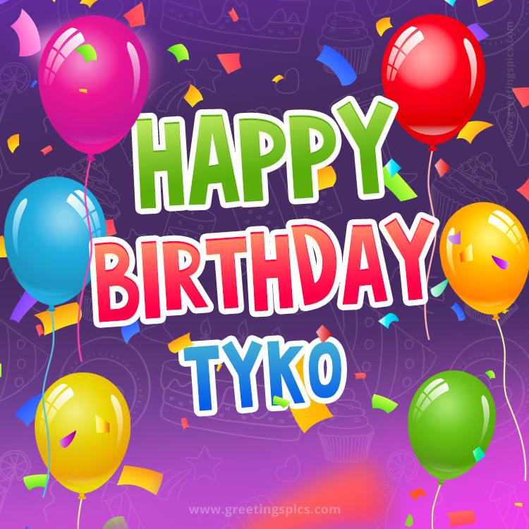 Happy Birthday Tyko Festive Greeting Card (square shape image)