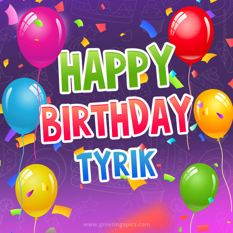 Happy Birthday Tyrik Festive Greeting Card (square shape image)