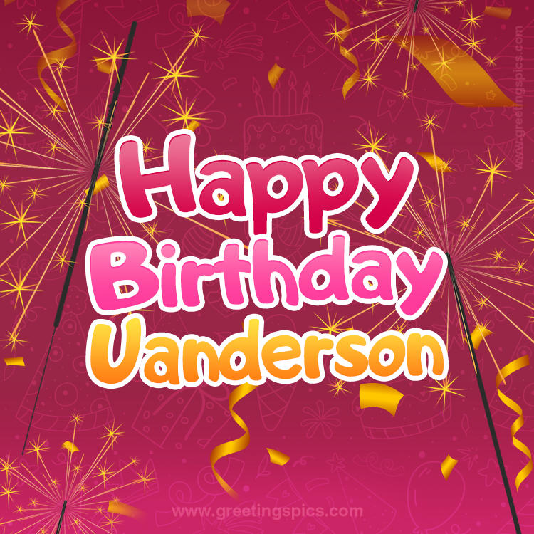 Happy Birthday Uanderson Image with sparklers (square shape image)