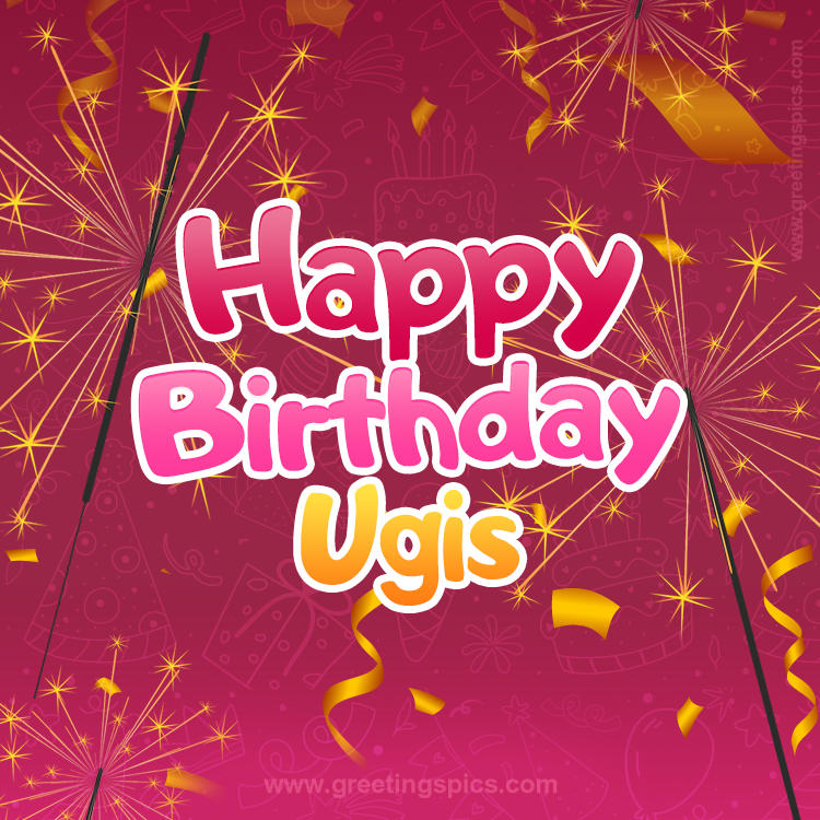 Happy Birthday Ugis Image with sparklers (square shape image)