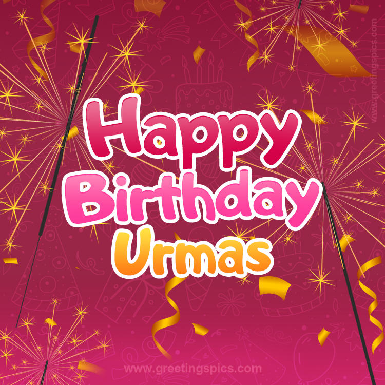 Happy Birthday Urmas Image with sparklers (square shape image)