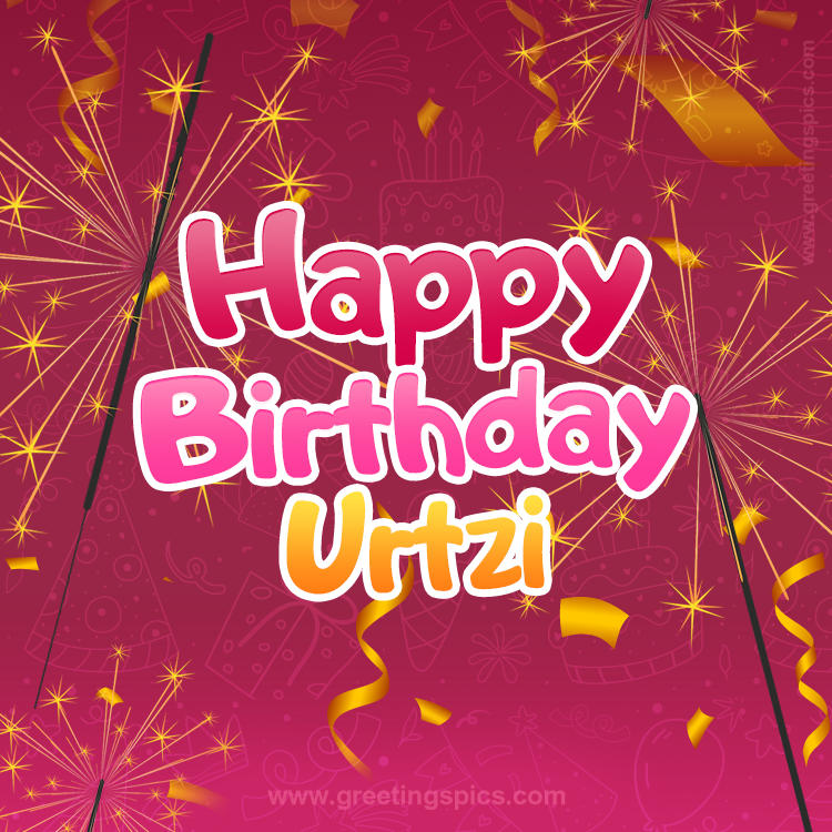 Happy Birthday Urtzi Image with sparklers (square shape image)