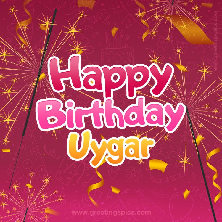 Happy Birthday Uygar Image with sparklers (square shape image)