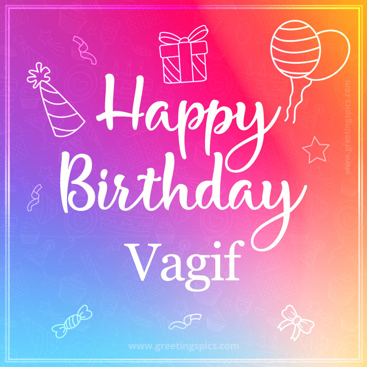 Colorful Happy Birthday Card For Vagif (square shape image)