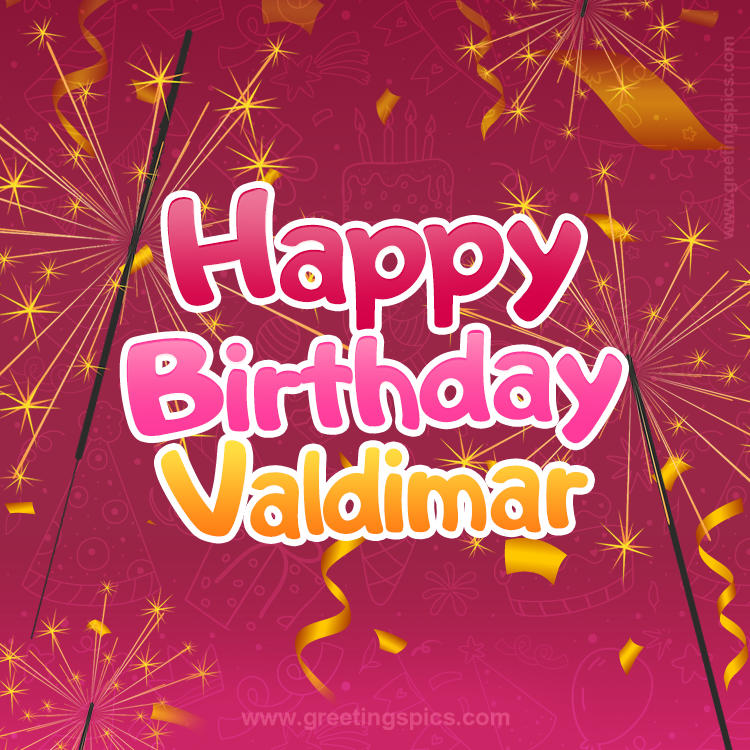 Happy Birthday Valdimar Image with sparklers (square shape image)