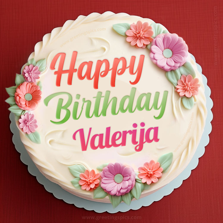 Happy Birthday Valerija Cake Image With Name (square shape image)