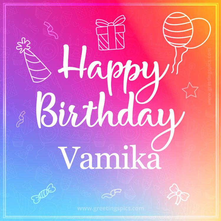 Colorful Happy Birthday Card For Vamika (square shape image)