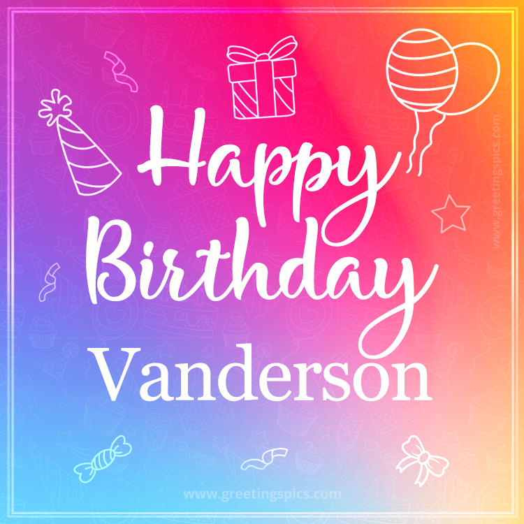 Colorful Happy Birthday Card For Vanderson (square shape image)