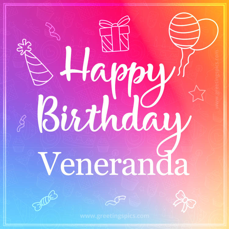 Colorful Happy Birthday Card For Veneranda (square shape image)