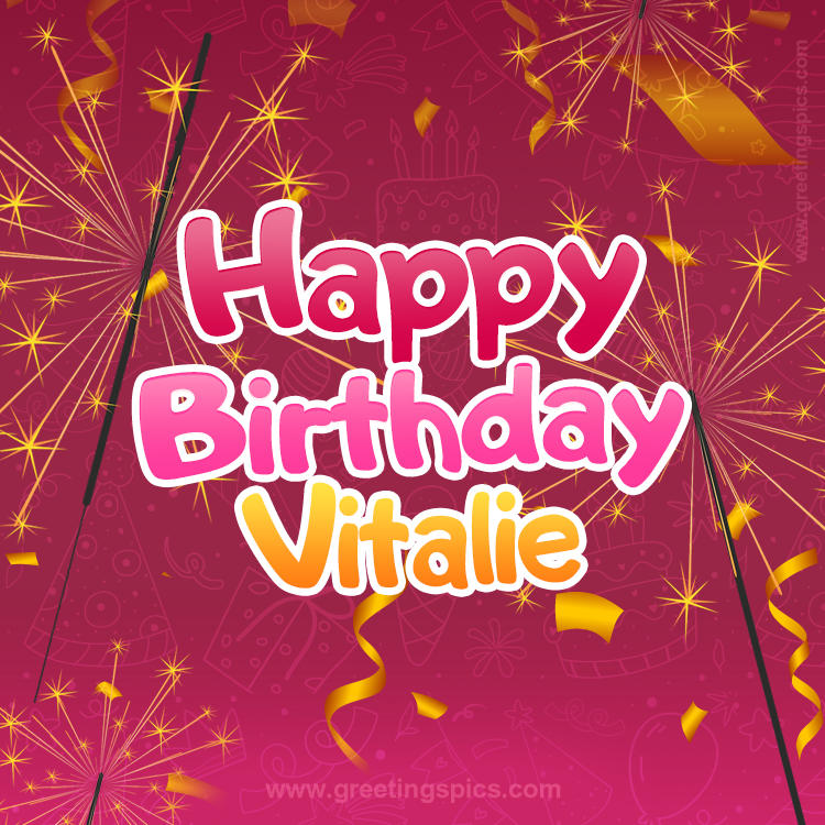 Happy Birthday Vitalie Image with sparklers (square shape image)