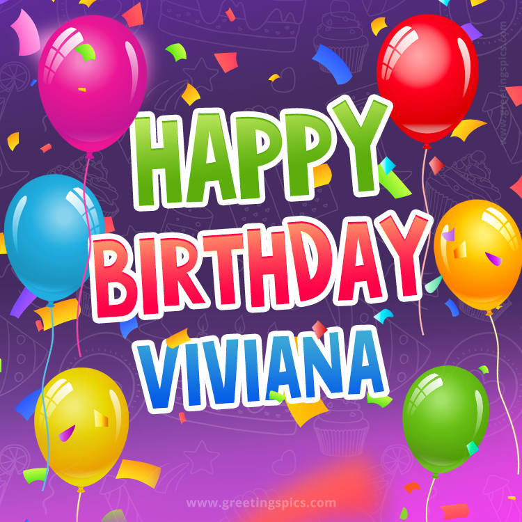 Happy Birthday Viviana Festive Greeting Card (square shape image)