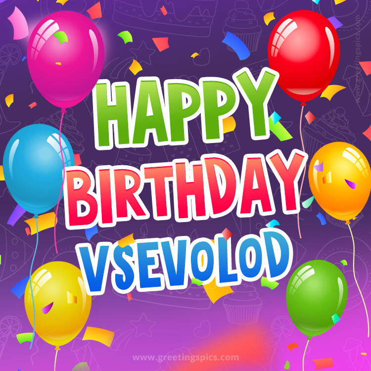 Happy Birthday Vsevolod Festive Greeting Card (square shape image)