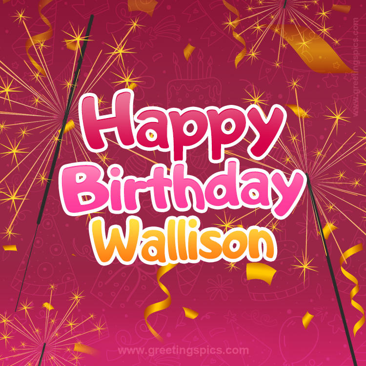 Happy Birthday Wallison Image with sparklers (square shape image)