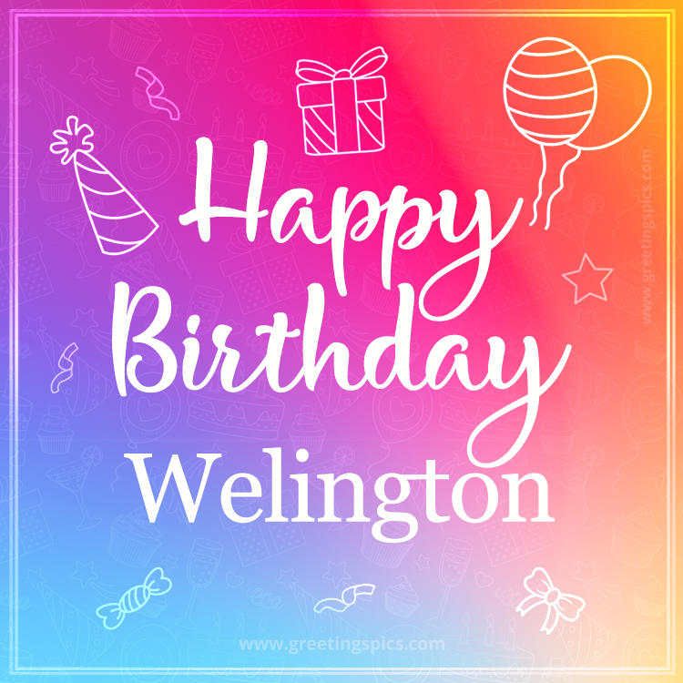 Colorful Happy Birthday Card For Welington (square shape image)