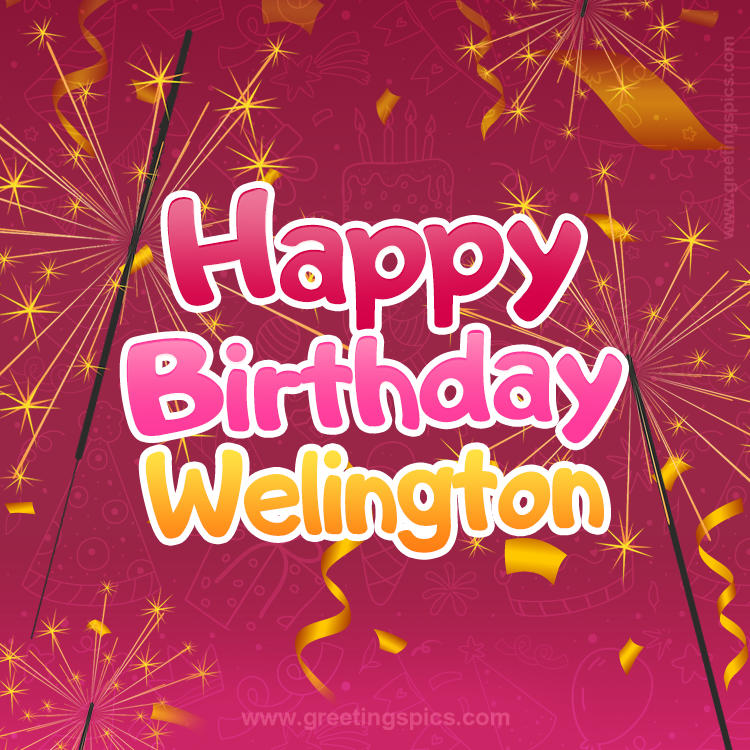 Happy Birthday Welington Image with sparklers (square shape image)