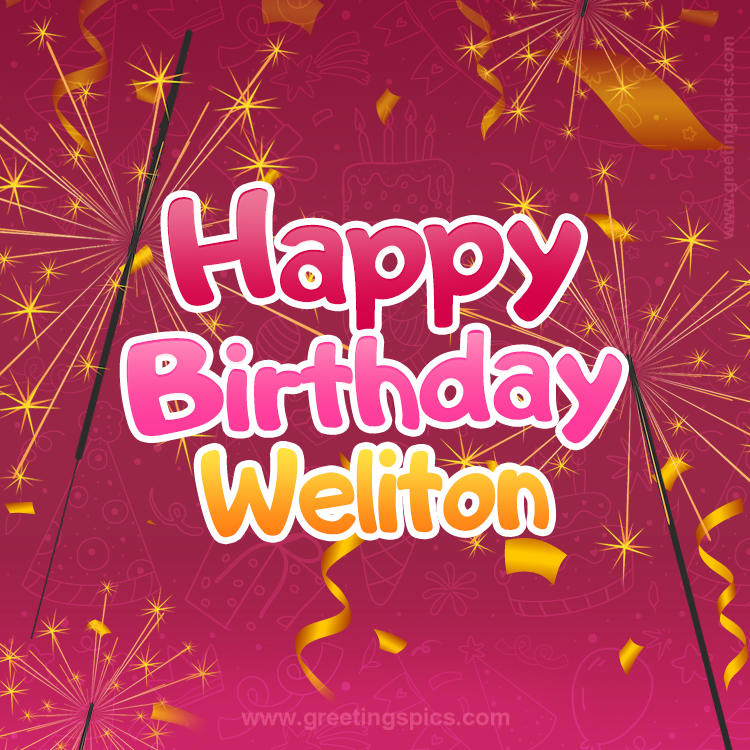 Happy Birthday Weliton Image with sparklers (square shape image)