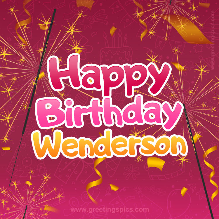 Happy Birthday Wenderson Image with sparklers (square shape image)