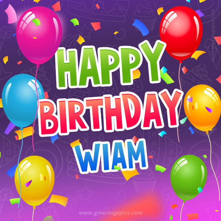 Happy Birthday Wiam Festive Greeting Card (square shape image)