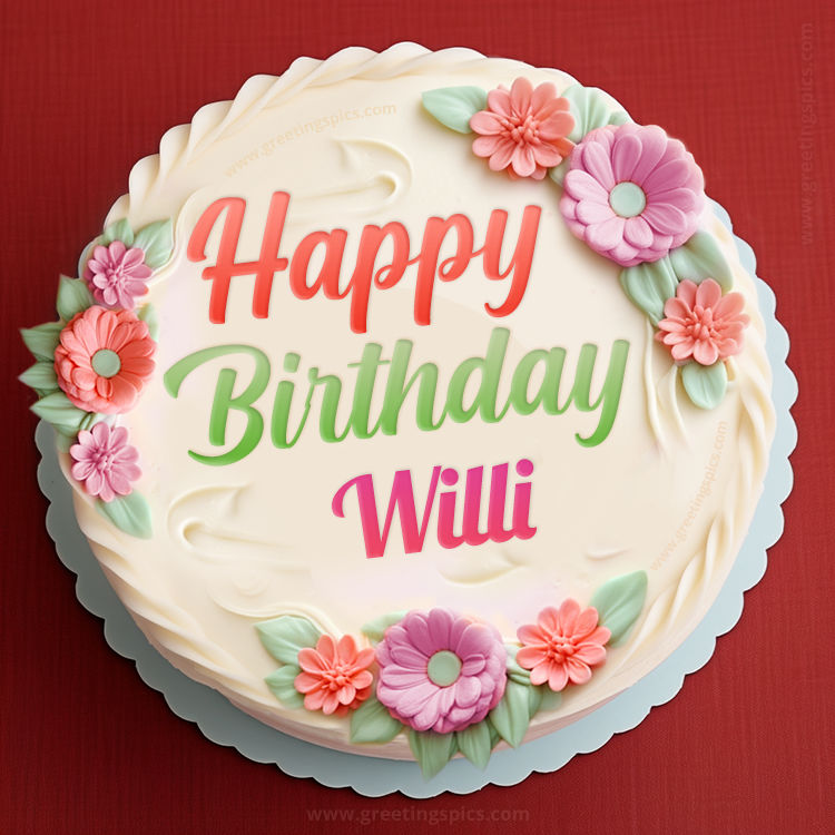 Happy Birthday Willi Cake Image With Name (square shape image)