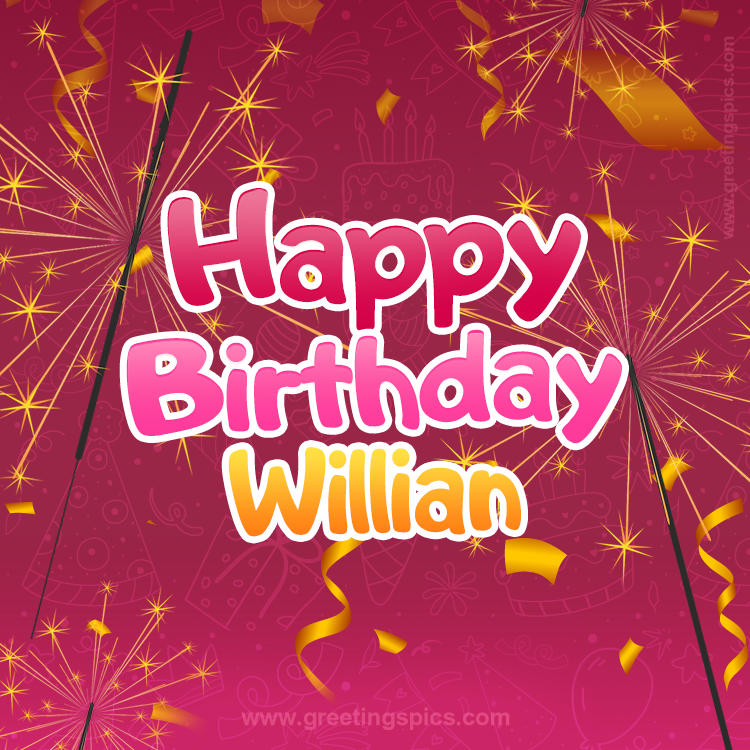 Happy Birthday Willian Image with sparklers (square shape image)