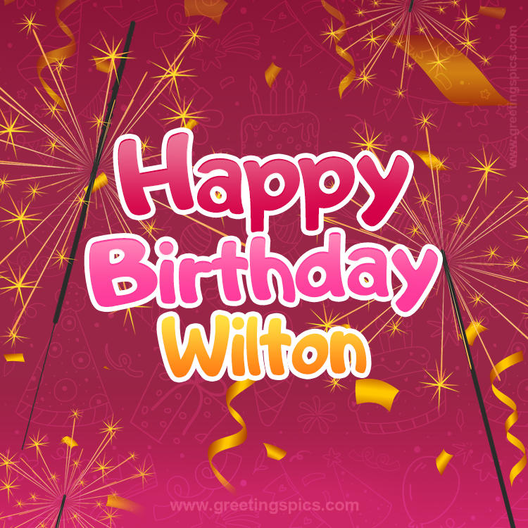 Happy Birthday Wilton Image with sparklers (square shape image)