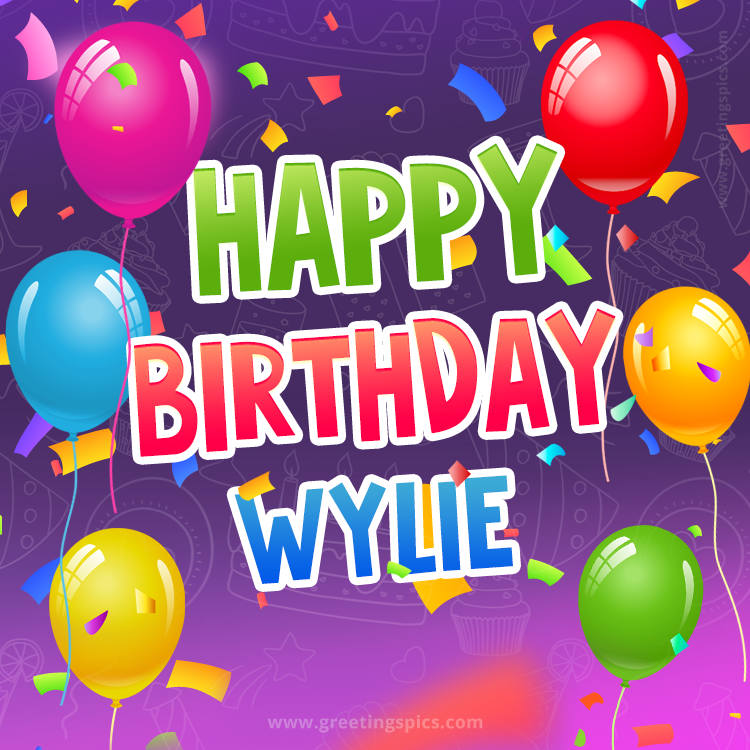 Happy Birthday Wylie Festive Greeting Card (square shape image)