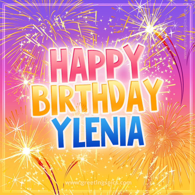 Happy Birthday Ylenia Picture with fireworks (square shape image)